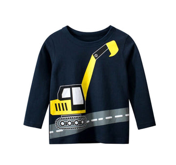 Excavator On Road Sweat Shirt! - Funsies Garments